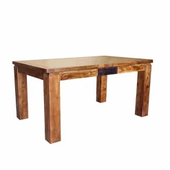 Bois & Chiffons Table rectangulaire en bois sculpté bicolore 200/280 Acacia Maya Naturel - 200x100x78 cm