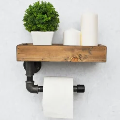 Wooden Art Étagère boruraf noyer/noir - 28x16x15 cm