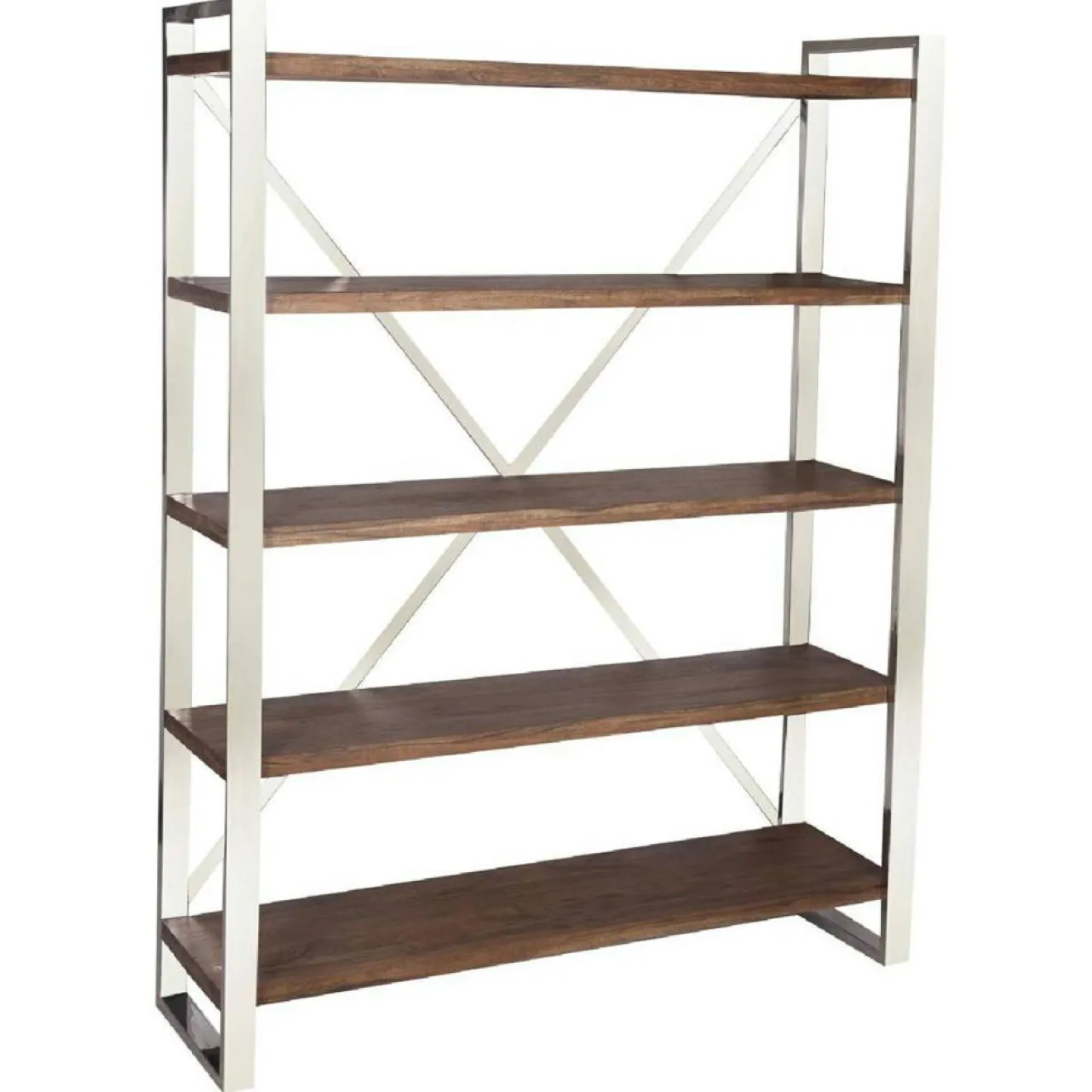 Bois & Chiffons Étagère cross acacia stainless marron - 140x42x181 cm