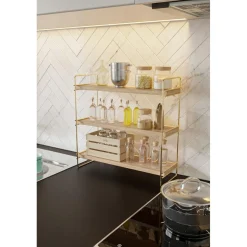 Outlet Wooden Art étagère doré/marron - 45x16x40 cm