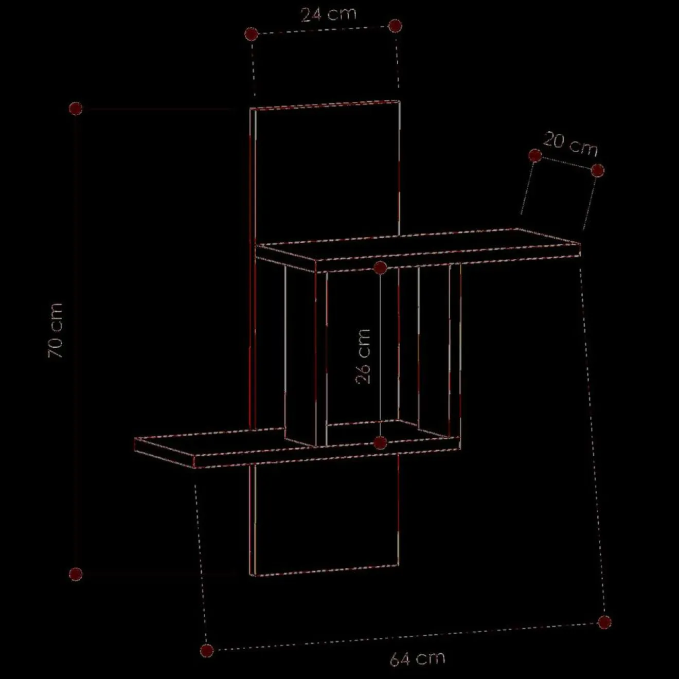 Wooden Art Étagère Mill blanche - 20x64x70 cm