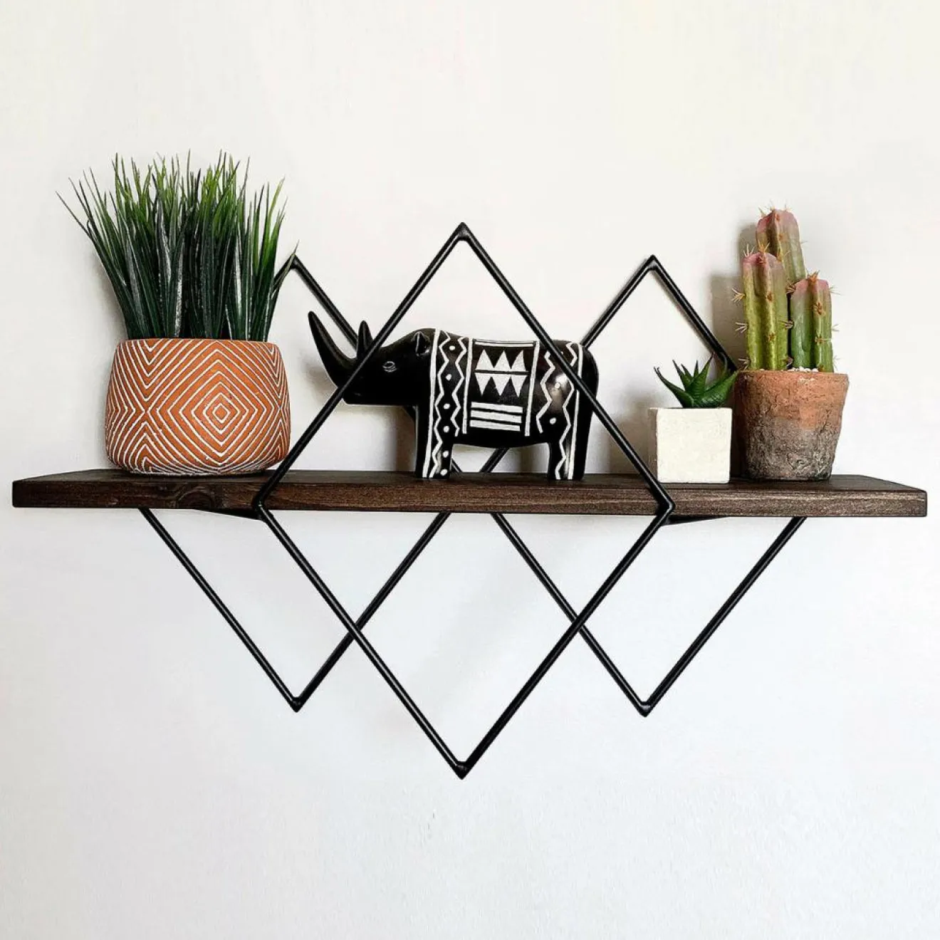 Sale Wooden Art Étagère murale noyer noir - 60x32x15 cm