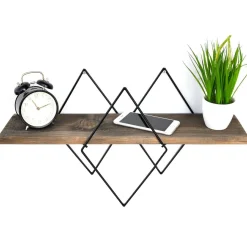 Sale Wooden Art Étagère murale noyer noir - 60x32x15 cm