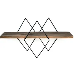 Sale Wooden Art Étagère murale noyer noir - 60x32x15 cm