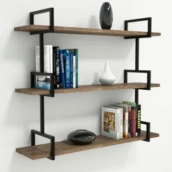 Hot Wooden Art Étagère murale Uras noyer - 90x76x22,5 cm