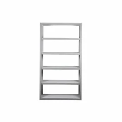 Discount Bois & Chiffons Étagère ouverte 5 niveaux en acacia massif et plaquage Gris argent - 120x55x220 cm