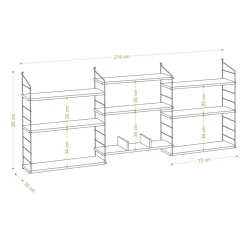 New Wooden Art Étagères Laba chêne - 85x216x20 cm