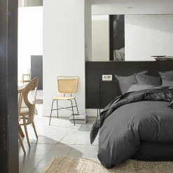 Outlet Baton Rouge Taie D'oreiller 100% Percale de Coton gris magnet