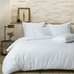 Sale Baton Rouge Taie d'oreiller avec volant en percale de coton lavé blanc nuage