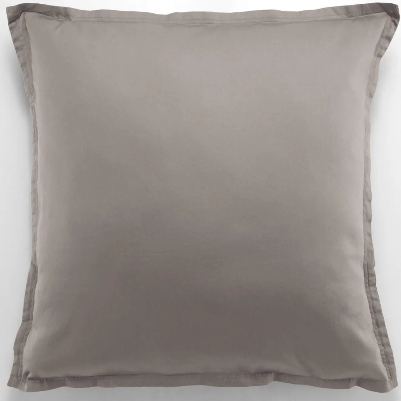 Sale Baton Rouge Taie d'oreiller avec volant satin de coton lavé taupe