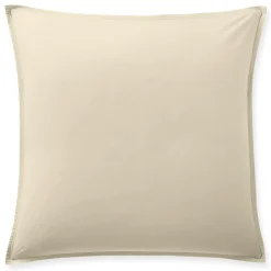 Clearance Baton Rouge Taie d'oreiller avec volant en percale de coton lavé ecru naturel