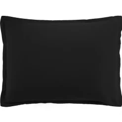 Baton Rouge Taie d'oreiller avec volant satin de coton lavé noire