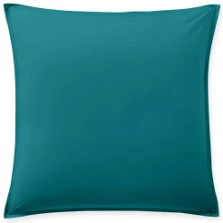 Outlet Baton Rouge Taie d'oreiller avec volant en percale de coton lavé bleu canard