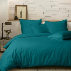 Outlet Baton Rouge Taie d'oreiller avec volant en percale de coton lavé bleu canard