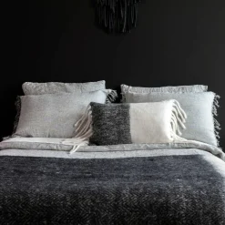 Discount Bed and Philosophy Taie d'oreiller en lin lavé et coton grise 65x65cm