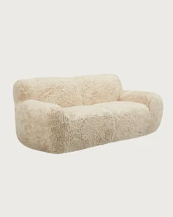 Outlet Uniqka Teddy - Canapé 2 places en tissu fourrure imitation mouton