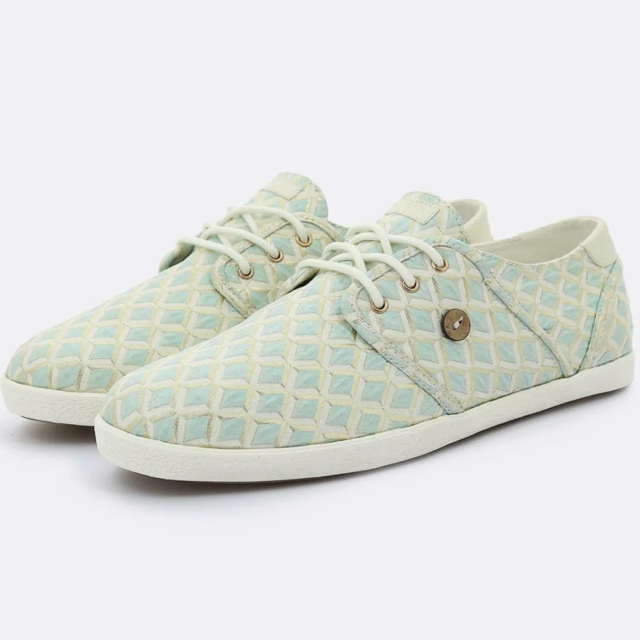 Femme Faguo Tennis Cypress à carreaux aqua/doré