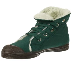 Enfant Bensimon Tennis montantes Mid Fourrées lacets vertes