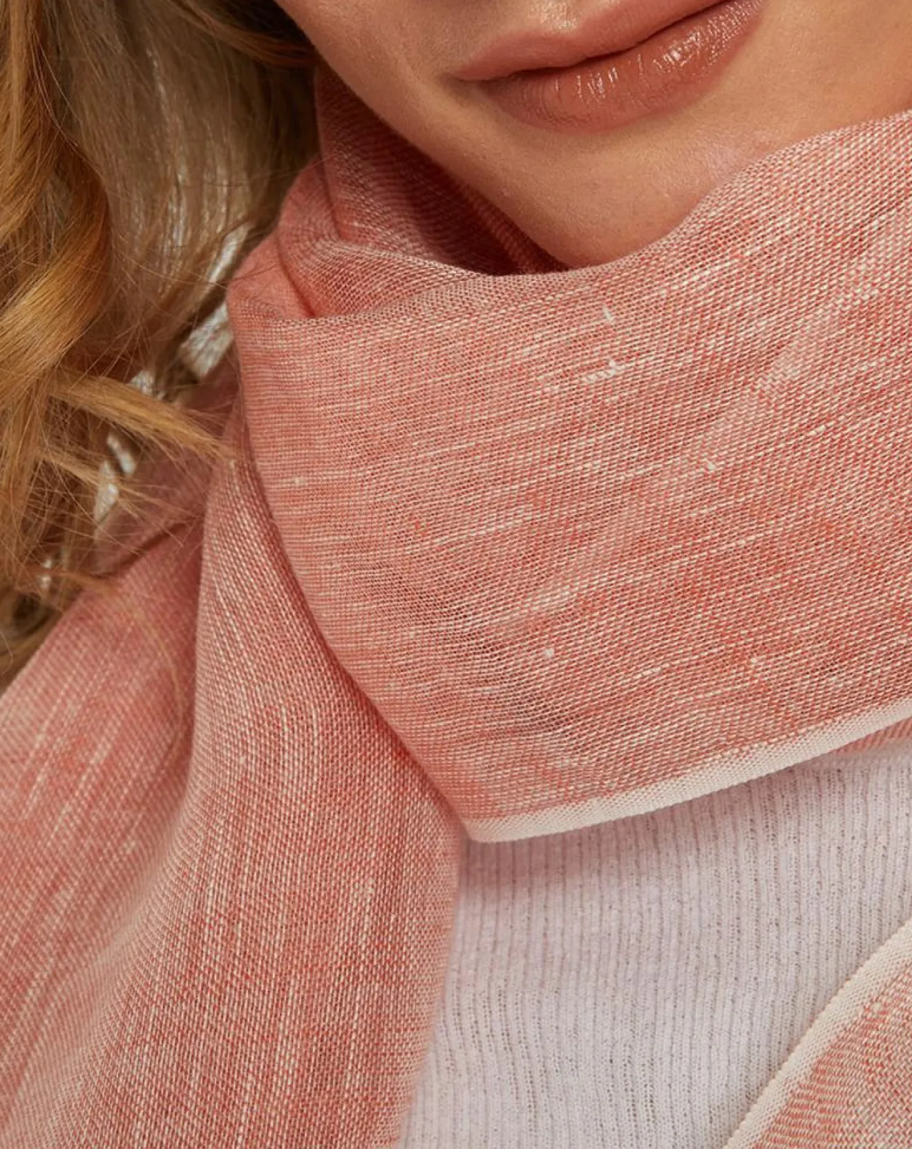 Discount Petrusse Étole 100% Lin Mosi corail - 70x200 cm