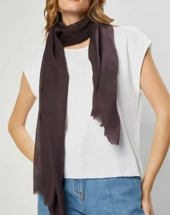 Femme Petrusse Étole en Laine & Soie Lio cacao - 70x190 cm