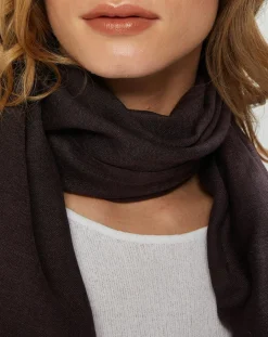 Femme Petrusse Étole en Laine & Soie Lio cacao - 70x190 cm