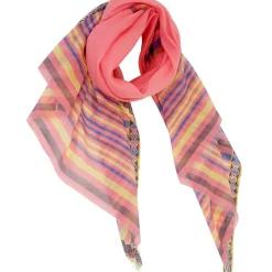 Femme Petrusse Étole Maria en Coton & Soie mélangés corail/multicolore - 90x180 cm