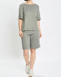 Discount Marc O'Polo Top ample en Lyocell fluide kaki grisé