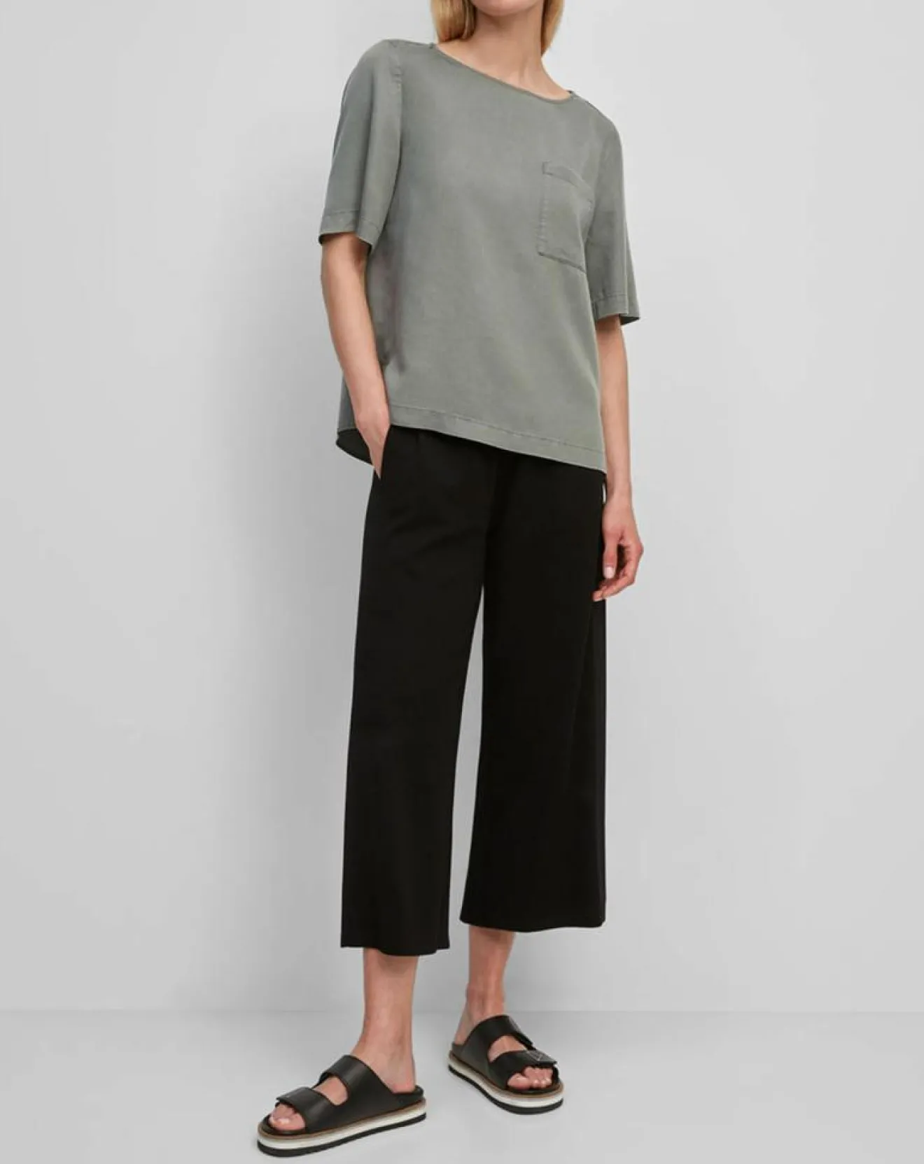 Discount Marc O'Polo Top ample en Lyocell fluide kaki grisé