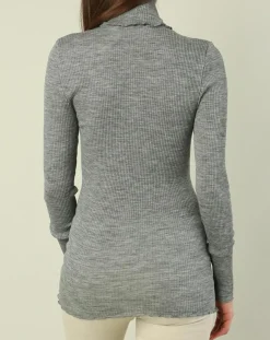 Femme Mare Top col roule laine et soie gris