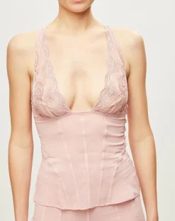 Outlet La Perla Top Elements en Soie mélangée rose/rouge