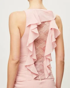 Outlet La Perla Top Elements en Soie mélangée rose/rouge