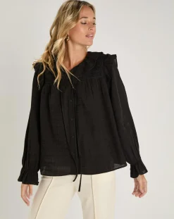 Outlet See u Soon Top en Coton & Lin Inaya noir