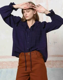 Best See u Soon Top en Coton & Lin Inaya violet