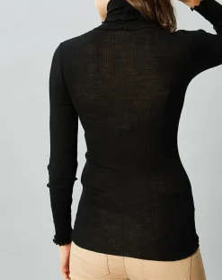 Femme Mare Top en Laine & Soie noir