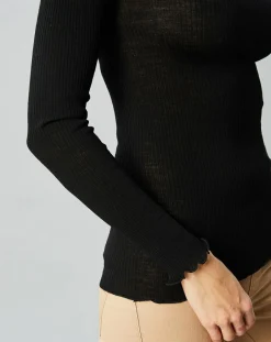Femme Mare Top en Laine & Soie noir