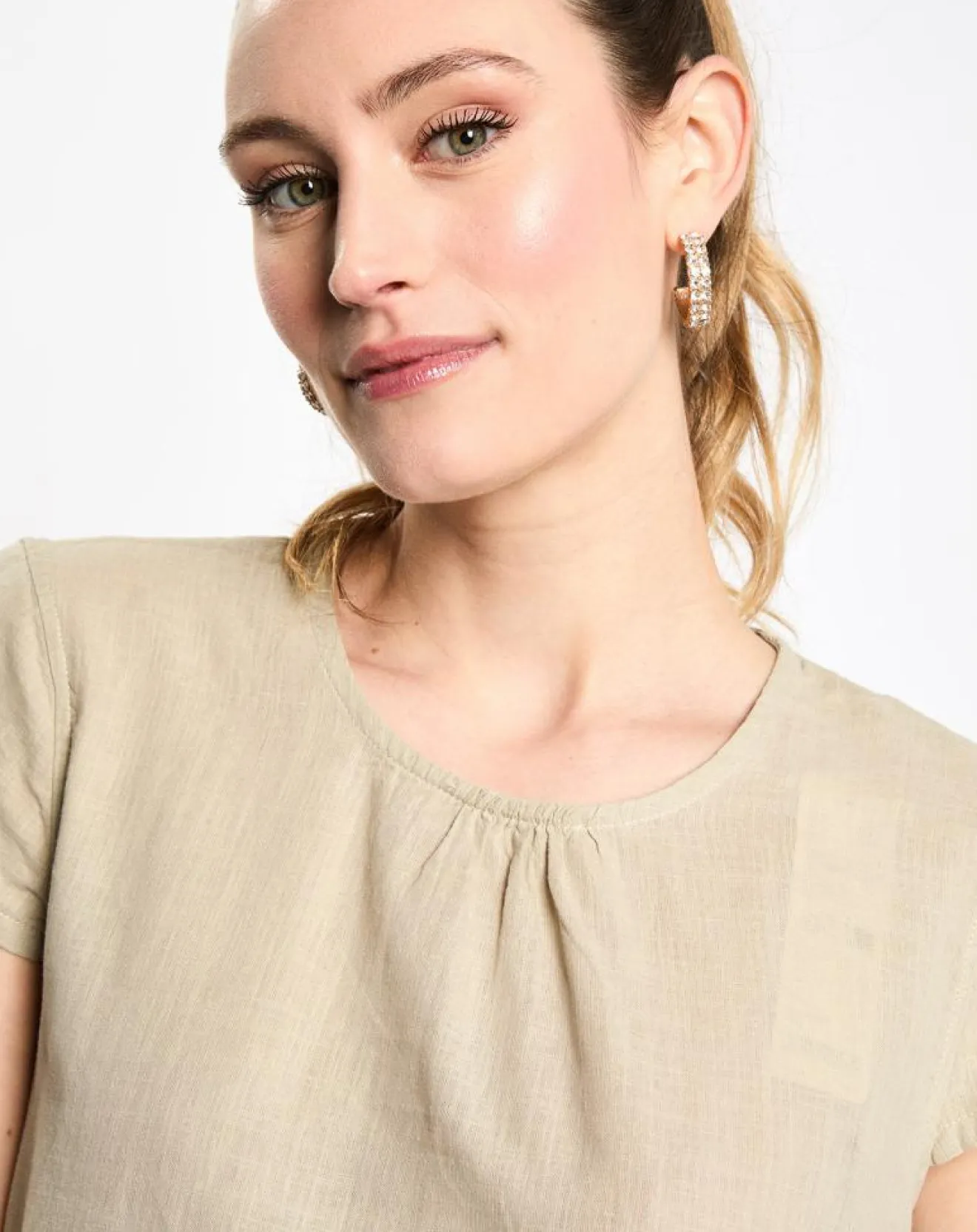 Best Esprit Top en Lin à volant sans manches beige/vert