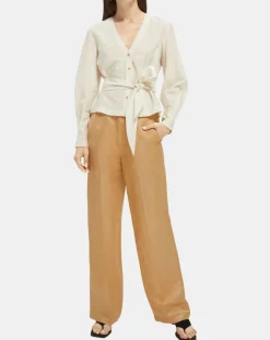 Femme Scotch & Soda Top en Lin mélangé ceinturé écru