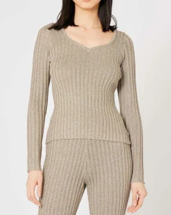 Discount Manoush Top en maille Côte Lurex argenté