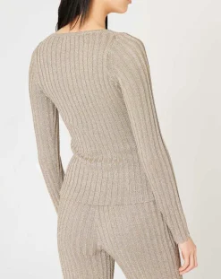 Discount Manoush Top en maille Côte Lurex argenté