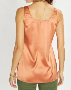 Outlet Lauren Vidal Top en Soie mélangée Essential épice