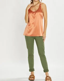 Outlet Lauren Vidal Top en Soie mélangée Essential épice