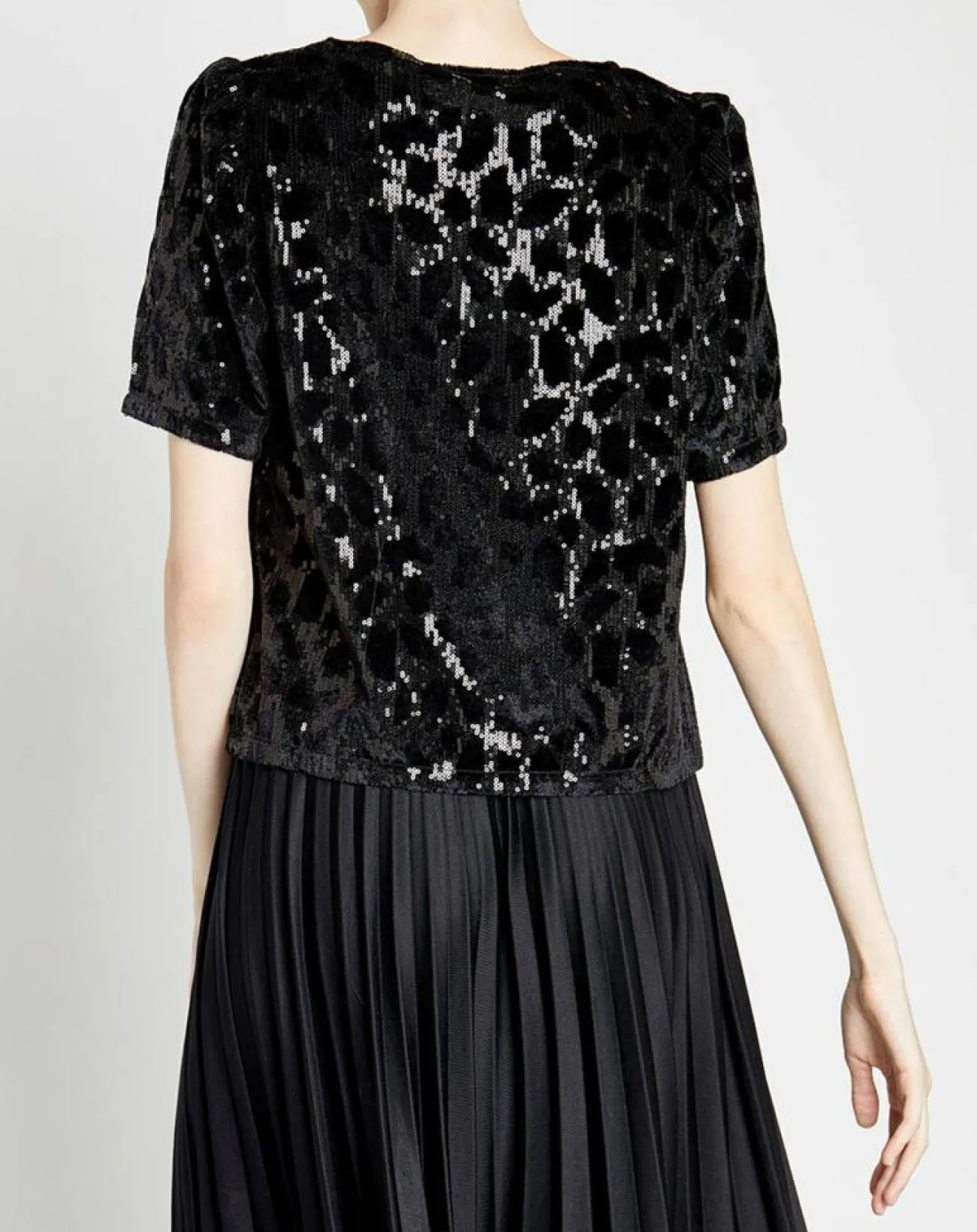 Femme Caroll Top en Velours & Sequins Casey noir