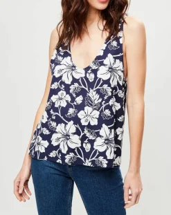 Femme La Perla Top Fleurs du Futur fleuri bleu/blanc