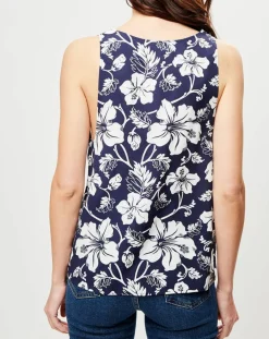 Femme La Perla Top Fleurs du Futur fleuri bleu/blanc