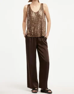 Femme Galeries Lafayette Top Paillettes Tess marron