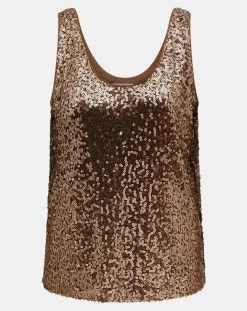 Femme Galeries Lafayette Top Paillettes Tess marron