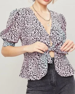 Manoush Top Panthère bleu/rose