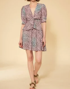 Manoush Top Panthère bleu/rose