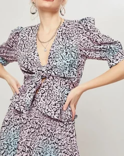 Manoush Top Panthère bleu/rose