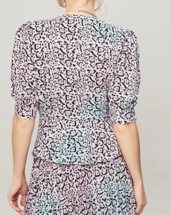 Manoush Top Panthère bleu/rose